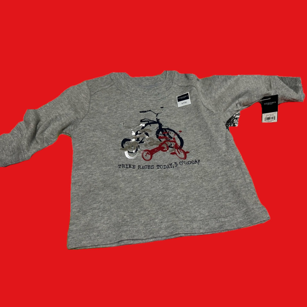 Cute bike racer long sleeved tee , brand new. Size 6-9 months.